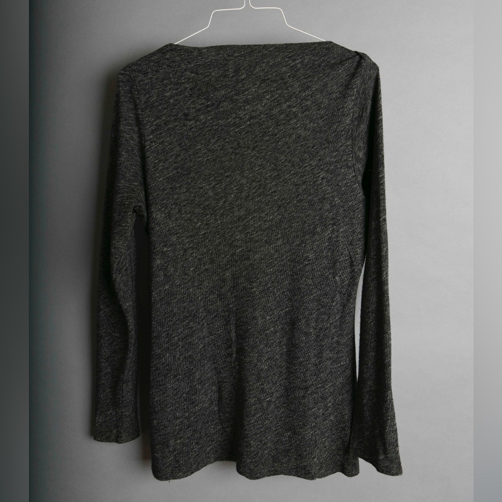Eileen Fisher charcoal slub knit funnel neck blouse size L - Picture 4 of 6